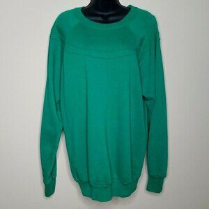 Pannill Sweatshirt  Size XXLarge Vintage 80s Ragland Style Green‎ Faux Ruffles